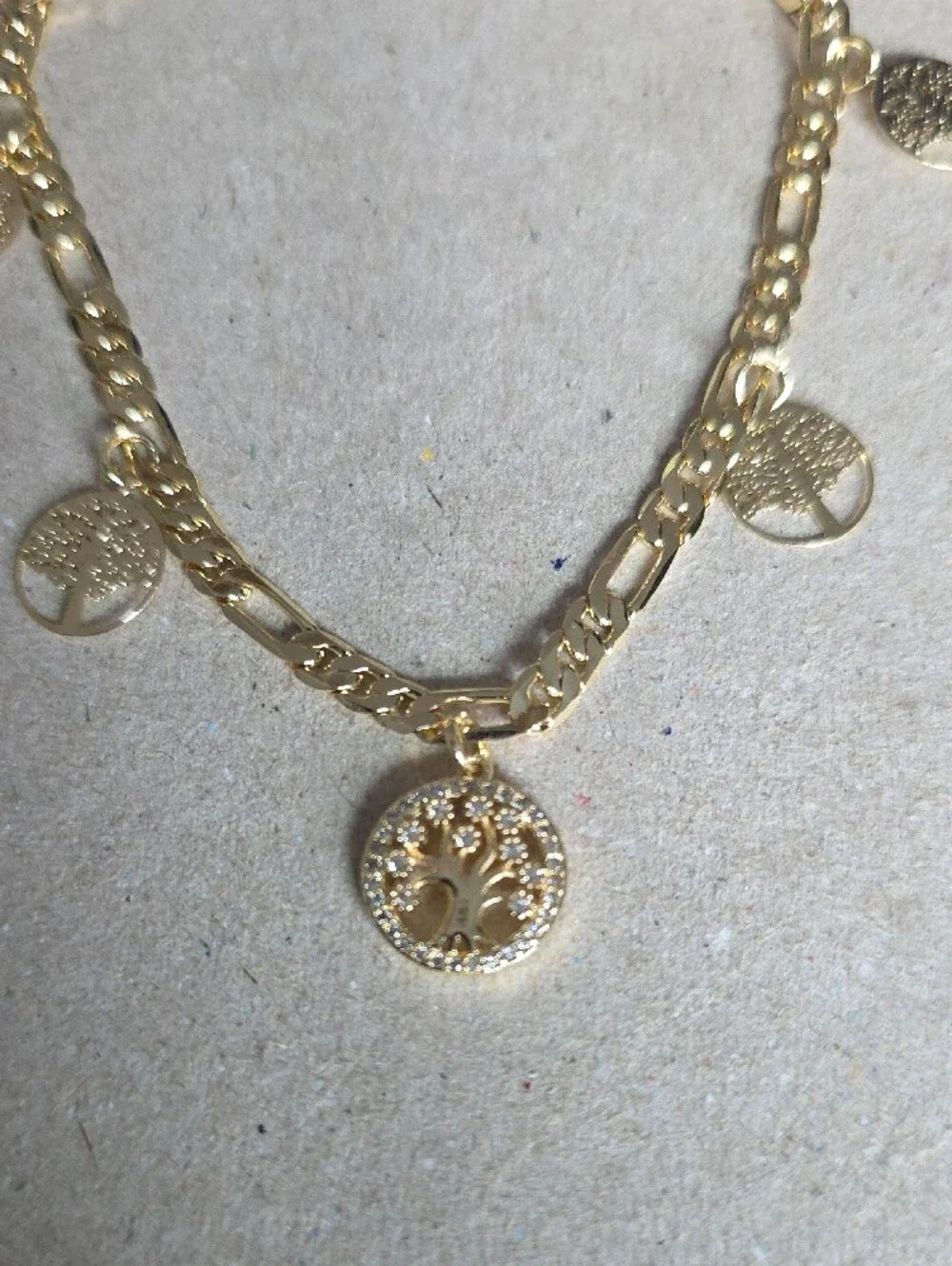 14k Gold Plated Tree of Life Charm Ankle Bracelet - Women Jewelry - Picture 2 of 4